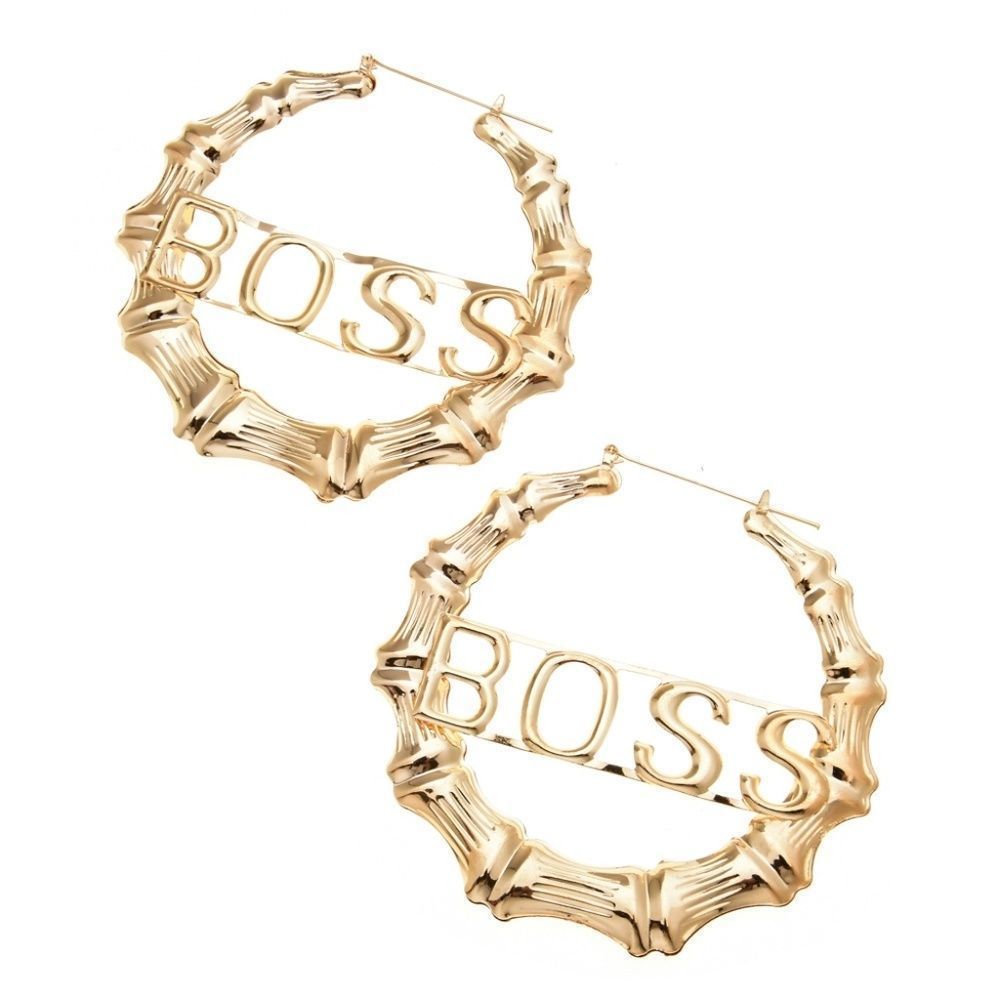 New Statement Golden "Boss" Hoop Earring Oversize
